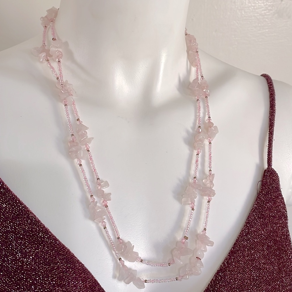 Large necklace Rose quartz